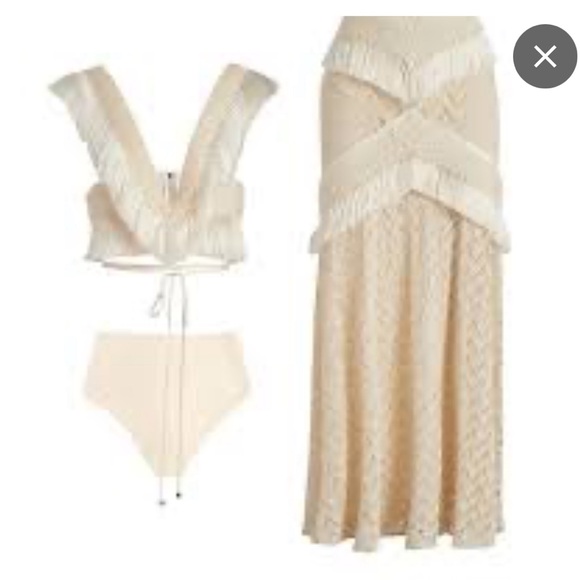 Boho chic two piece set in beige…perfect for a beach get away - Picture 2 of 3